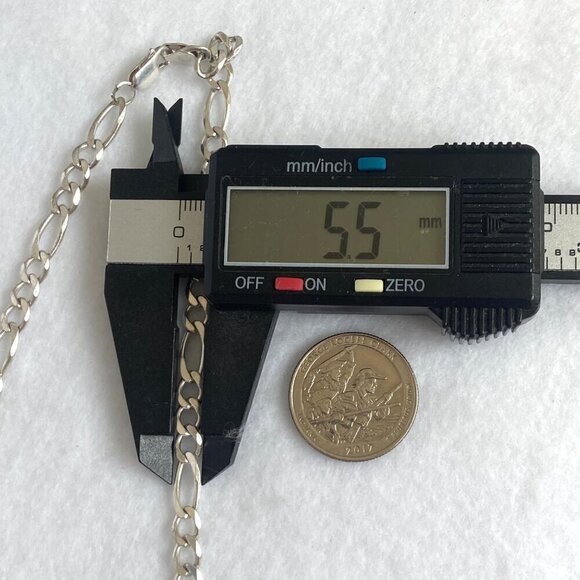 Italian Unisex Sterling Silver 925 5.5mm Figaro Chain Necklace 18" - Picture 14 of 16